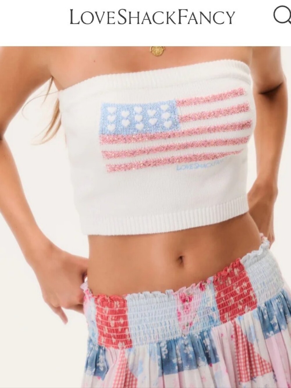 LOVESHACKFANCY Deserae Sparkle Americana Tube Top SZ XXL